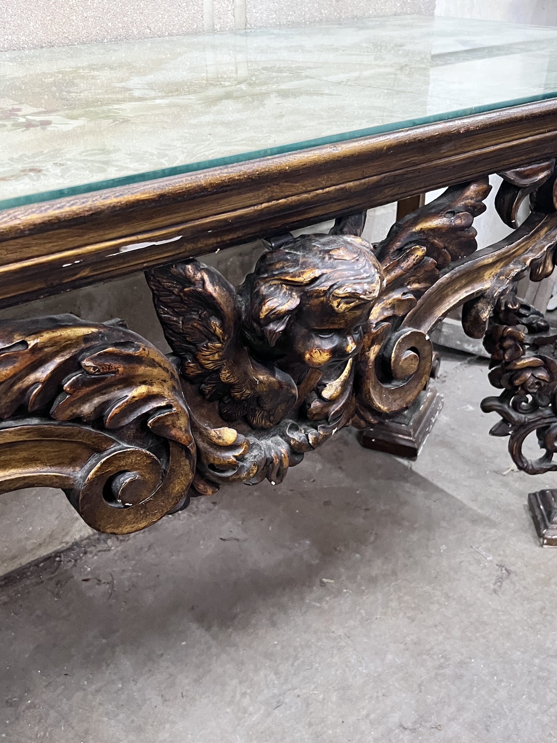 An 18th century style giltwood and composition console table, width 170cm, depth 65cm, height 82cm